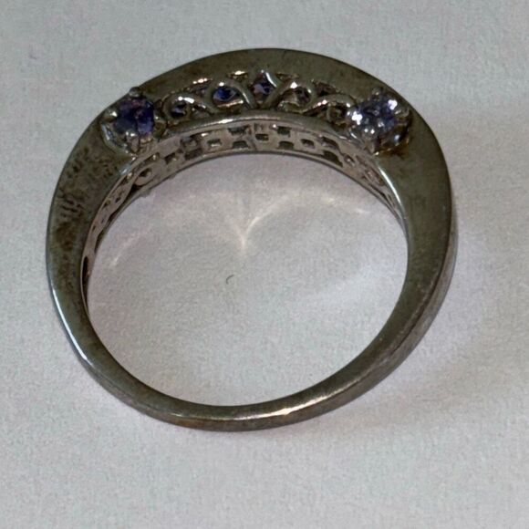 925 sterling silver & tanzanite ring band set side stone Sz 9 3.44g STS - Picture 3 of 8